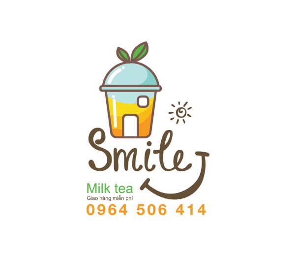 logo trà sữa mô phỏng hình ly trà sữa cũng là một ý tượng hết sức độc đáo.